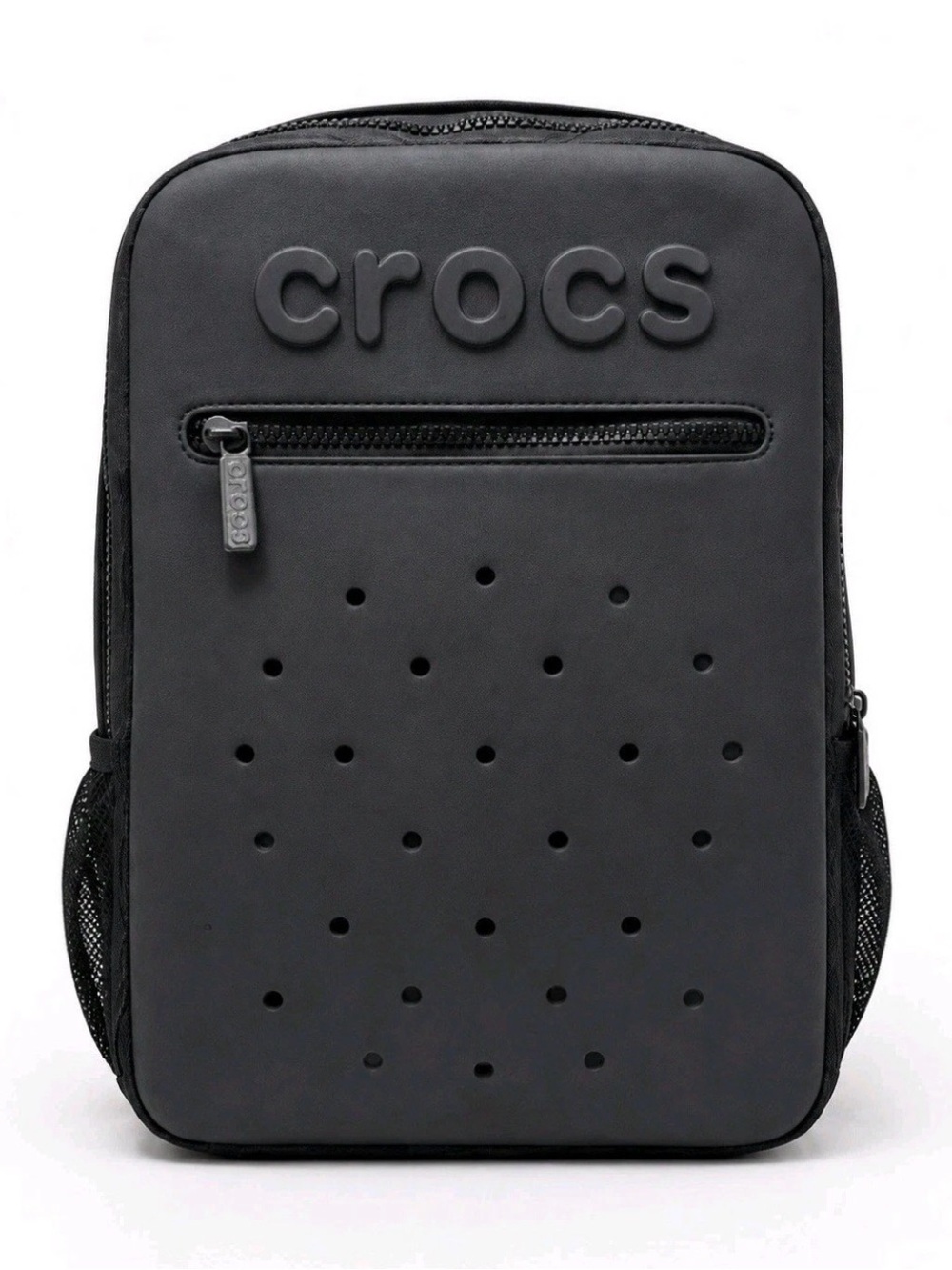 NEW Crocs Black 16" Backpack Hard Shell Water Bottle Pockets Adjustable Straps